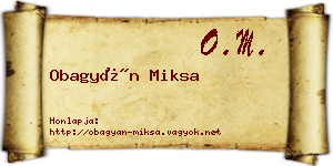 Obagyán Miksa névjegykártya